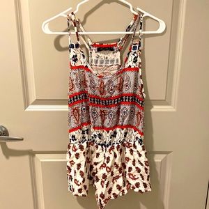 Honey Punch Printed Romper, Size S